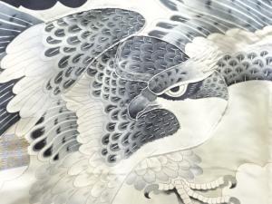 アンティーク　鷹模様刺繍紋付男児着物